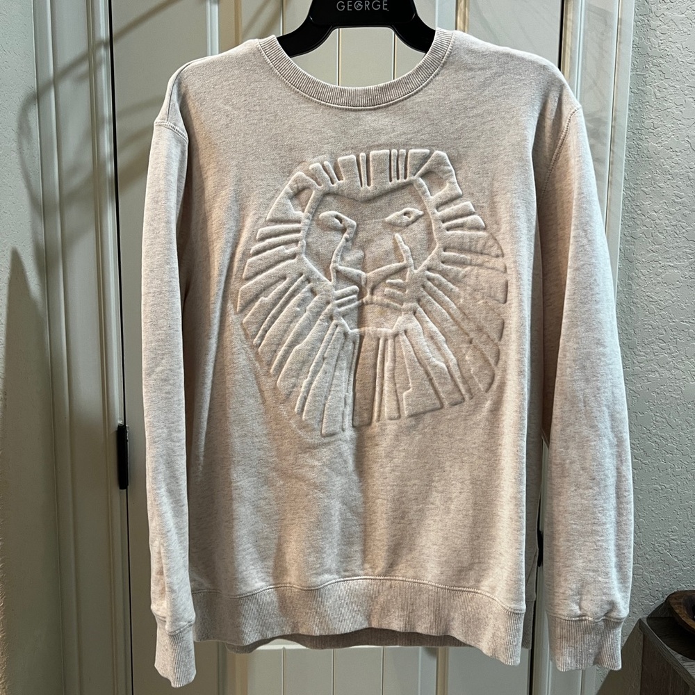 Lion King Cream Crewneck Sweater with Embossed Lion